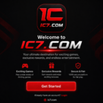 IC7 GAME logo on a dark black and red gaming background.